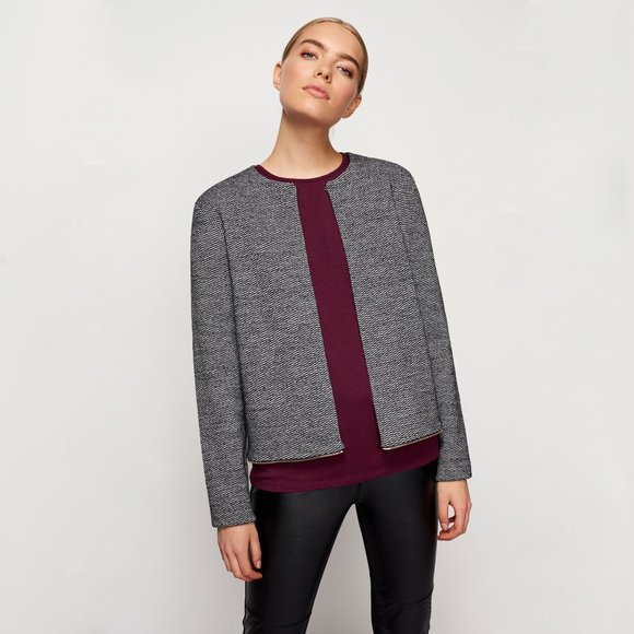 KARL LAGERFELD Grey Mixed Tweed Longline Jacket - Picture 2 of 3